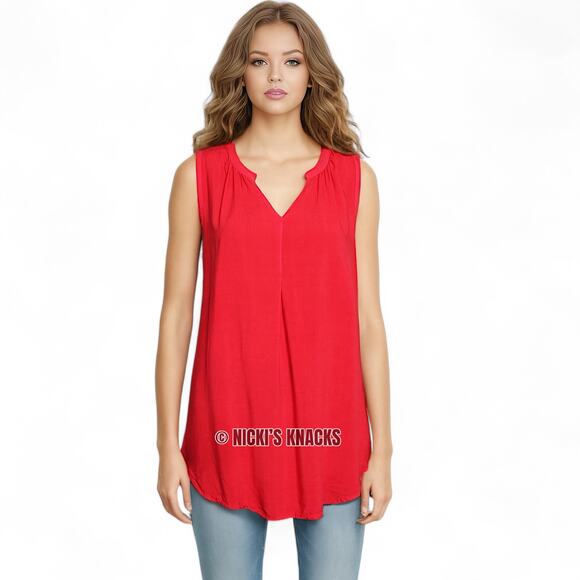 Universal Thread Red Sleeveless Split Neck Soft Rayon Blouse Top Size L - Picture 8 of 9